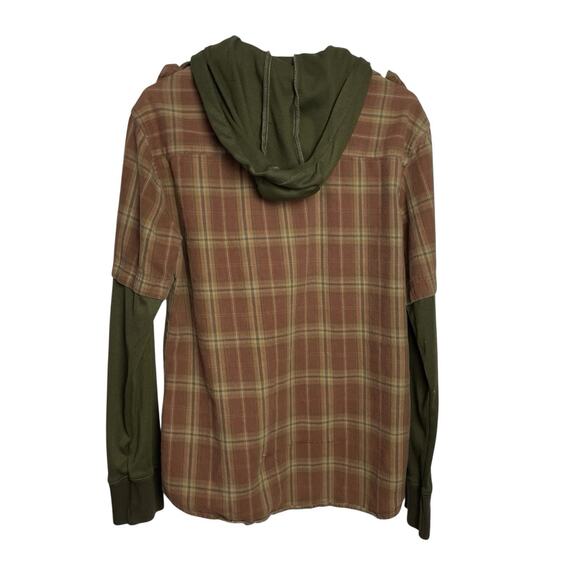 Fender Custom Shop Hoodie Shirt Mens M Rust Plaid Twill Surfer Skater Grunge - Picture 2 of 12